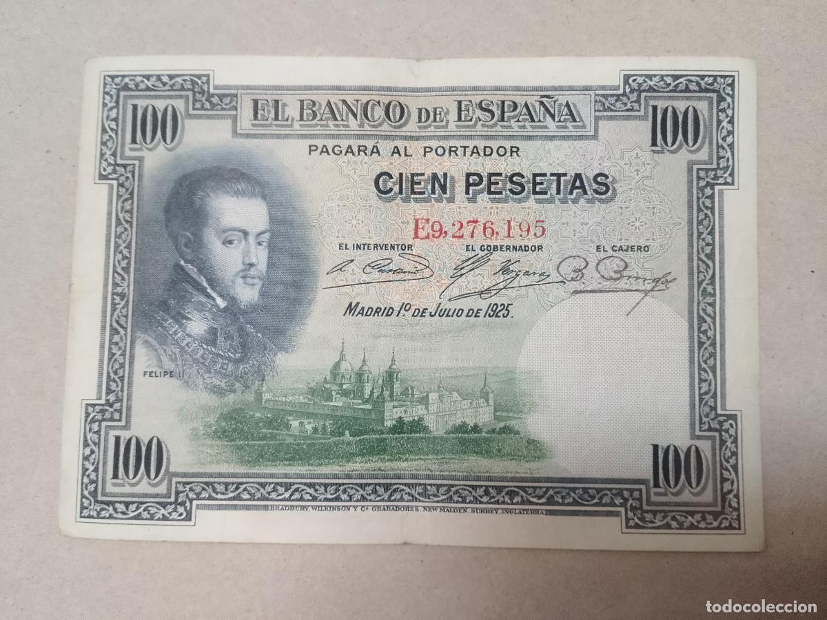 Billetes espa&ntilde;oles: 100 peseta 1925 Felipe II
