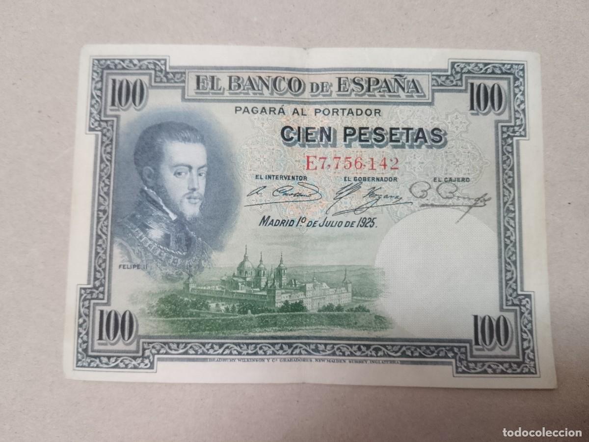 Billetes espa&ntilde;oles: 100 peseta 1925 Felipe II