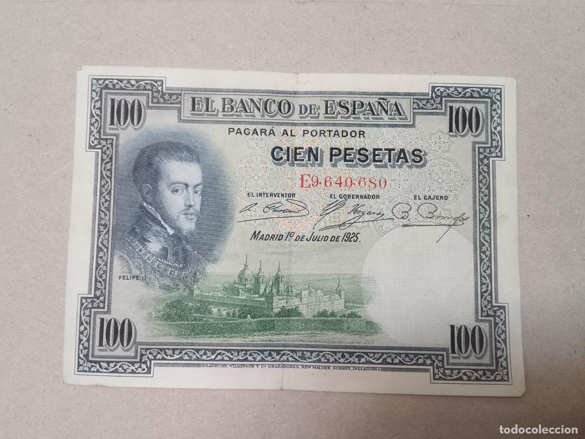 Billetes espa&ntilde;oles: 100 peseta 1925 Felipe II