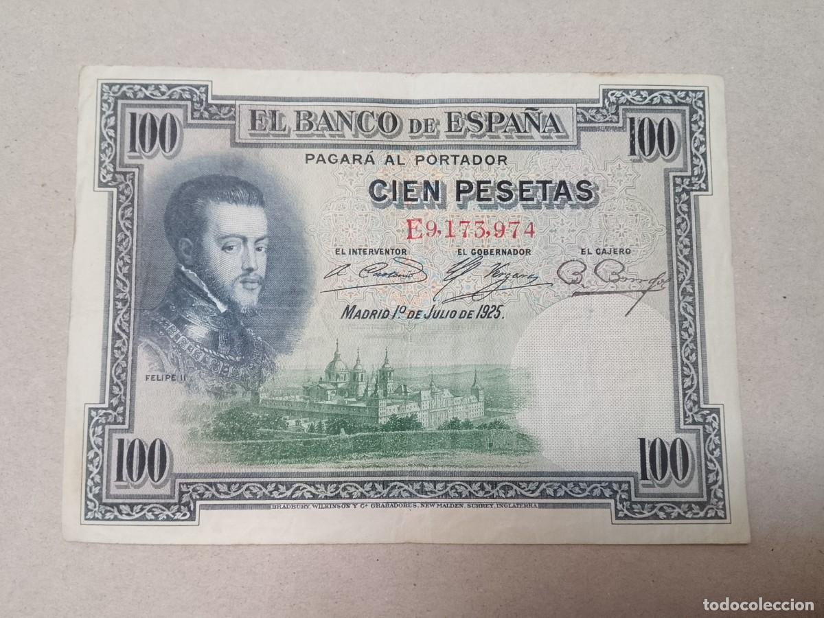 Billetes espa&ntilde;oles: 100 peseta 1925 Felipe II