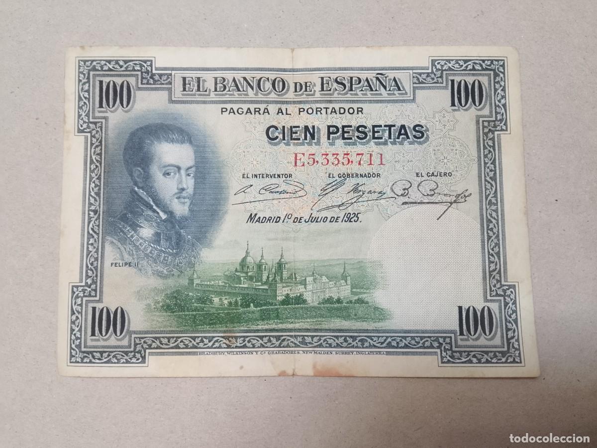 Billetes espa&ntilde;oles: 100 peseta 1925 Felipe II