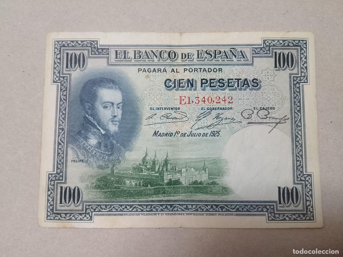Billetes espa&ntilde;oles: 100 peseta 1925 Felipe II