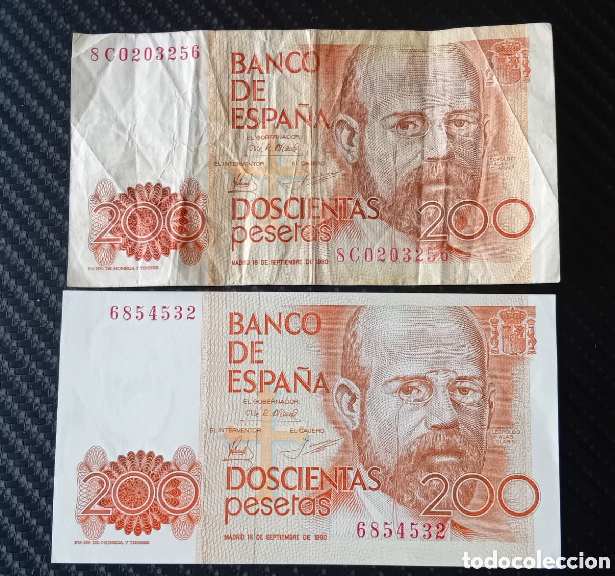 Billetes espa&ntilde;oles: 2 BILLETES DE 200 PESETAS LEOPOLDO ALAS CLAR&Iacute;N