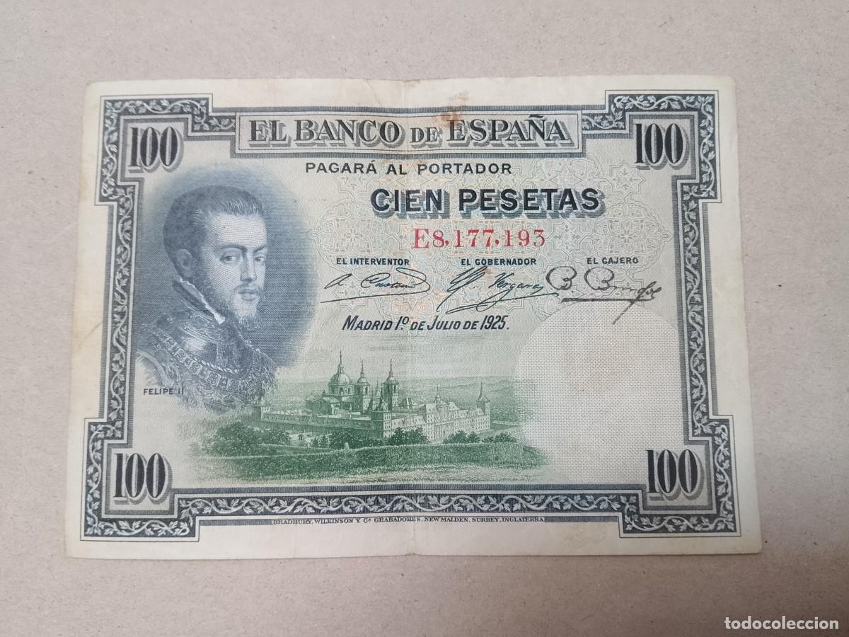 Billetes espa&ntilde;oles: 100 peseta 1925 Felipe II