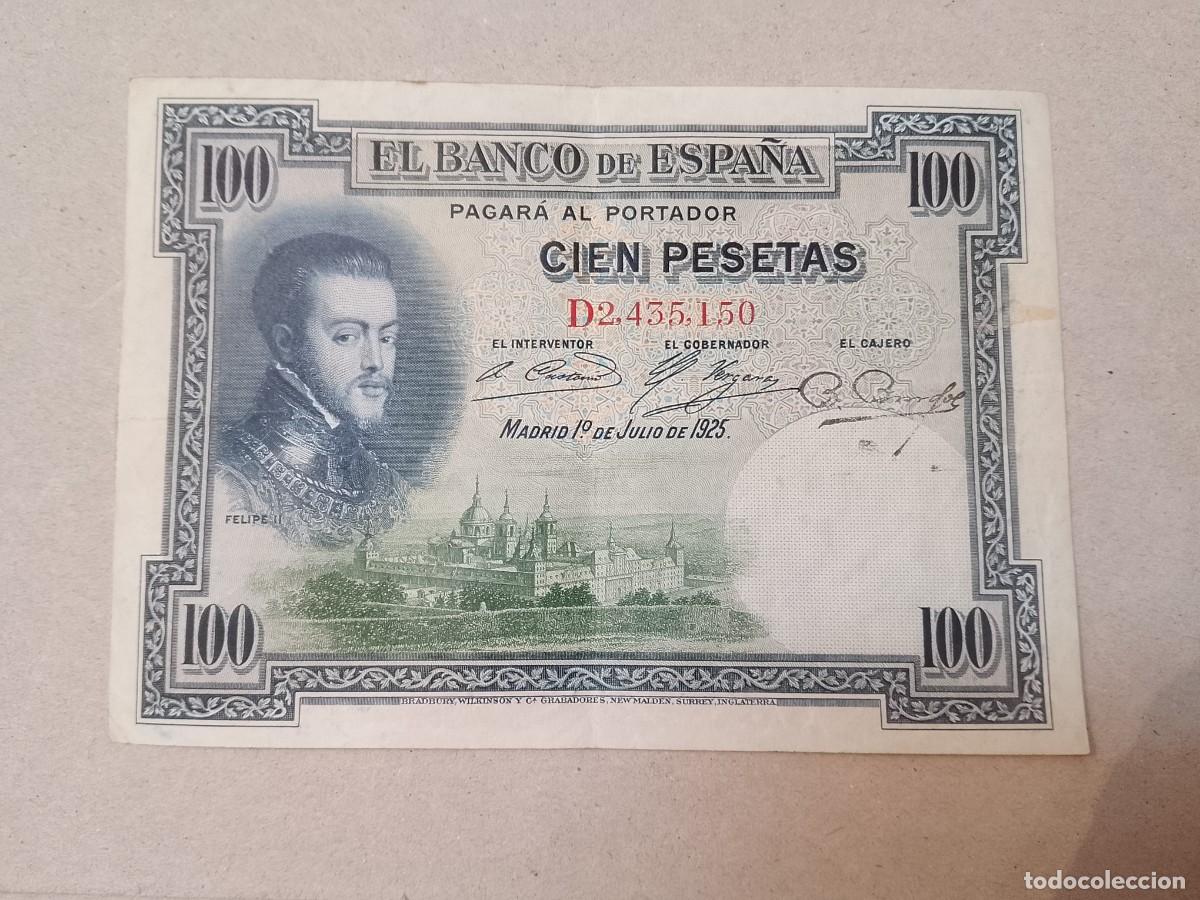 Billetes espa&ntilde;oles: 100 peseta 1925 Felipe II