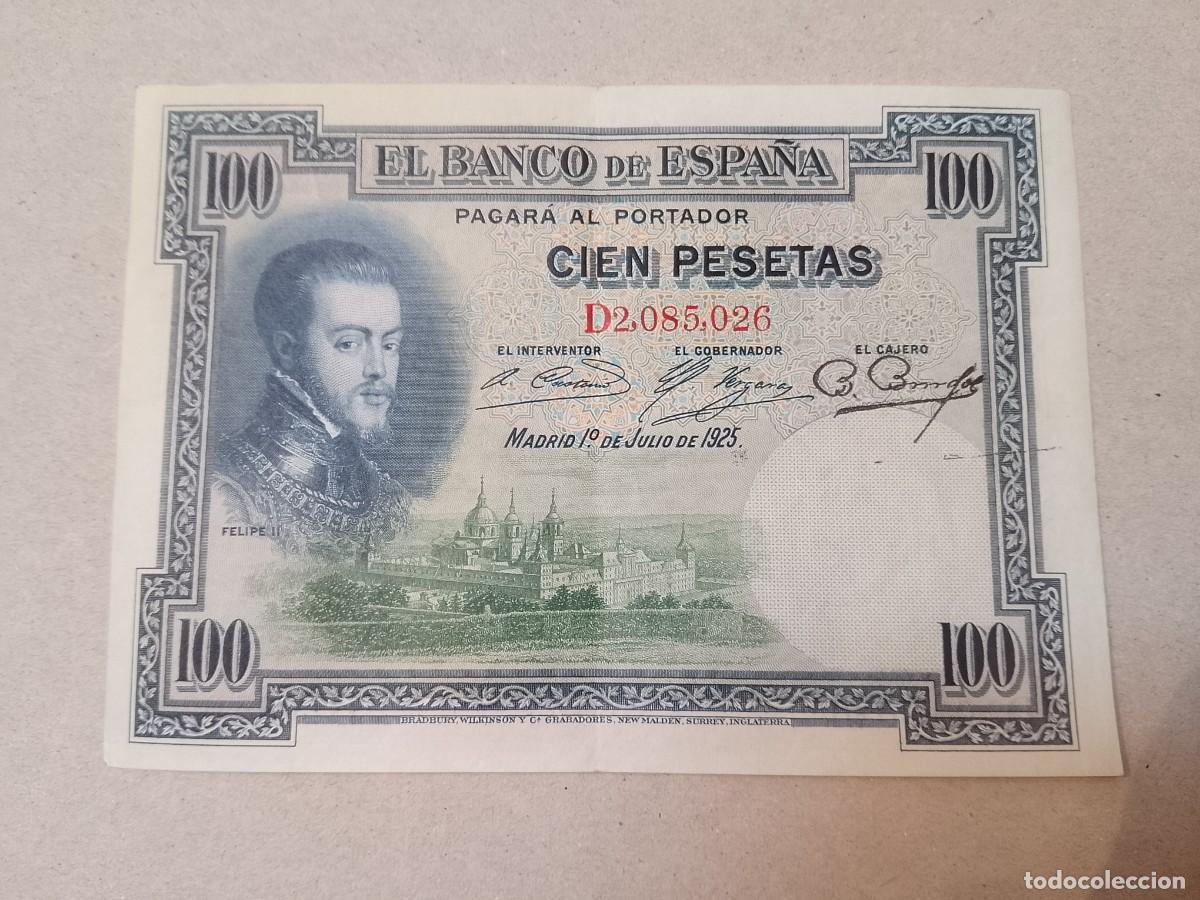 Billetes espa&ntilde;oles: 100 peseta 1925 Felipe II