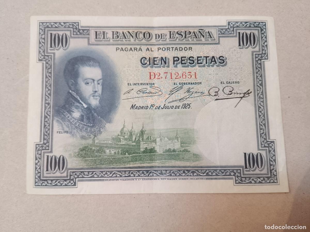 Billetes espa&ntilde;oles: 100 peseta 1925 Felipe II