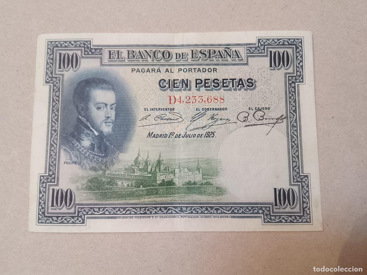 Billetes espa&ntilde;oles: 100 peseta 1925 Felipe II