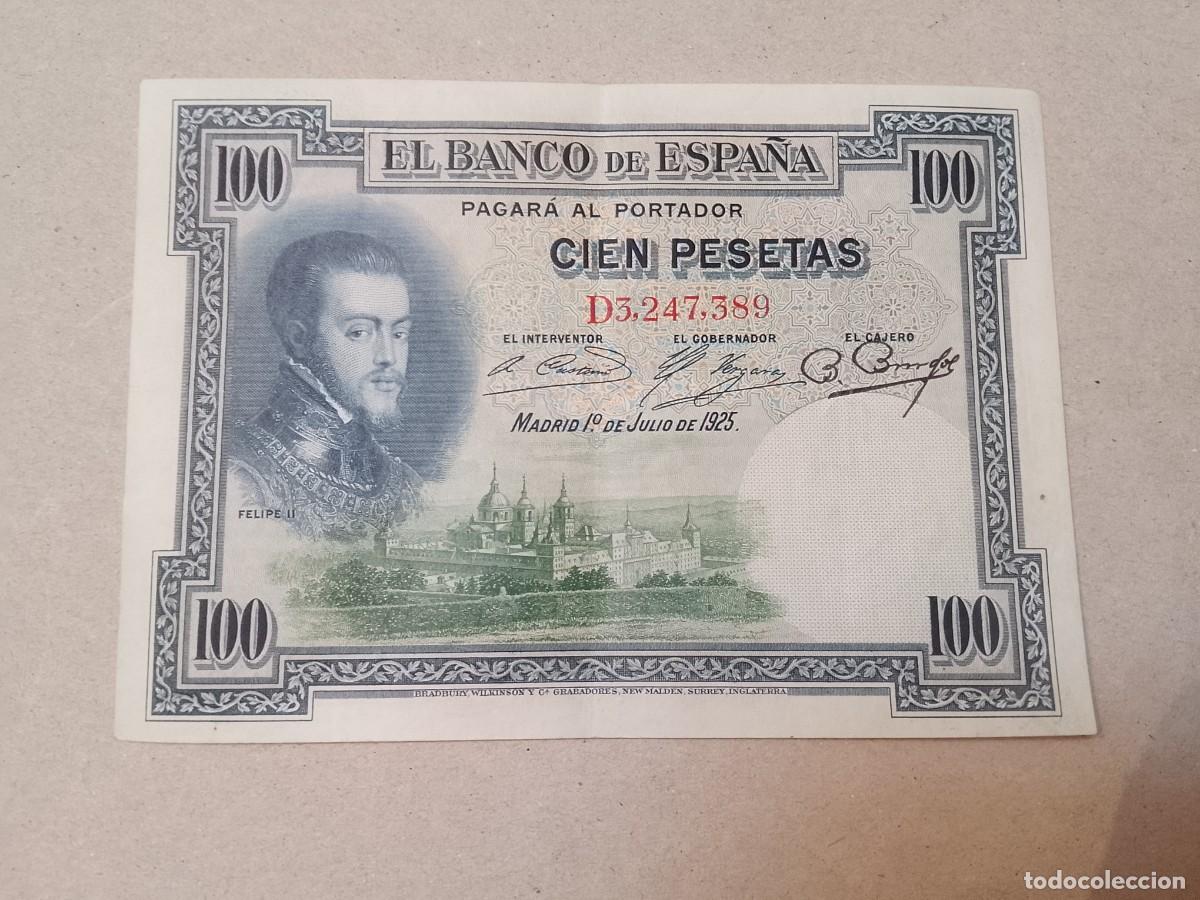 Billetes espa&ntilde;oles: 100 peseta 1925 Felipe II