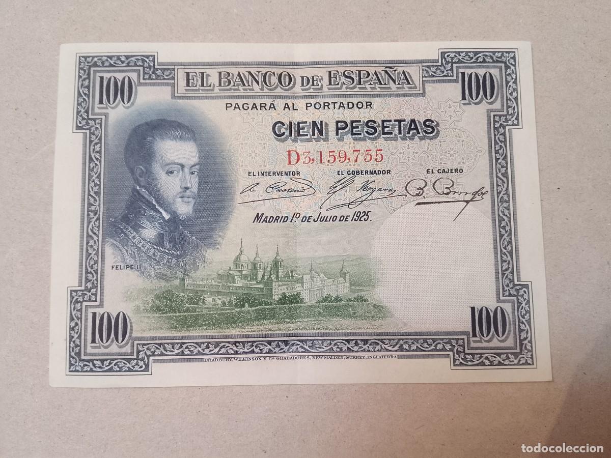 Billetes espa&ntilde;oles: 100 peseta 1925 Felipe II