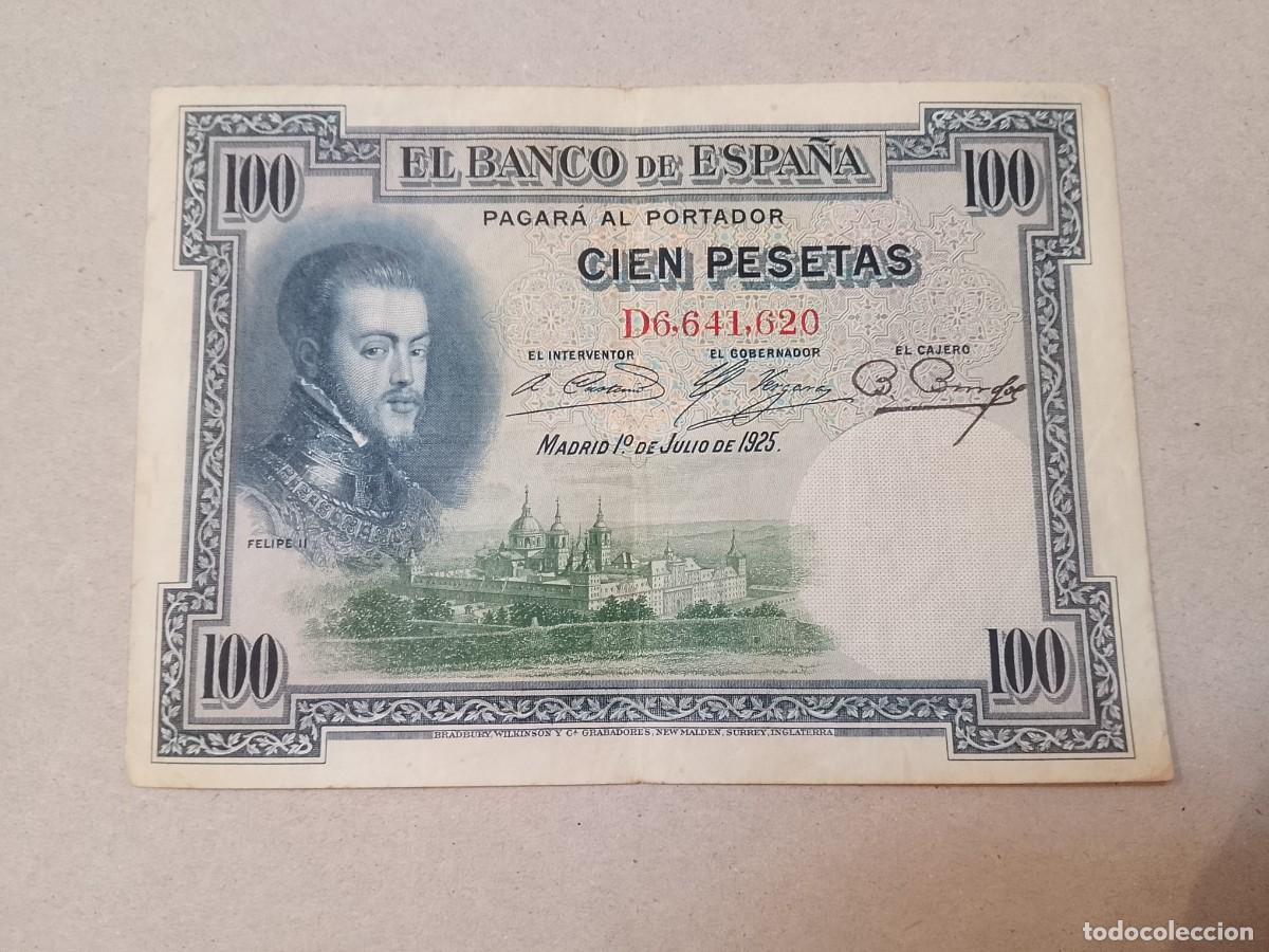 Billetes espa&ntilde;oles: 100 peseta 1925 Felipe II