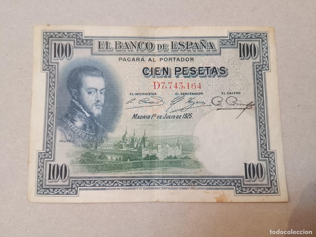 Billetes espa&ntilde;oles: 100 peseta 1925 Felipe II