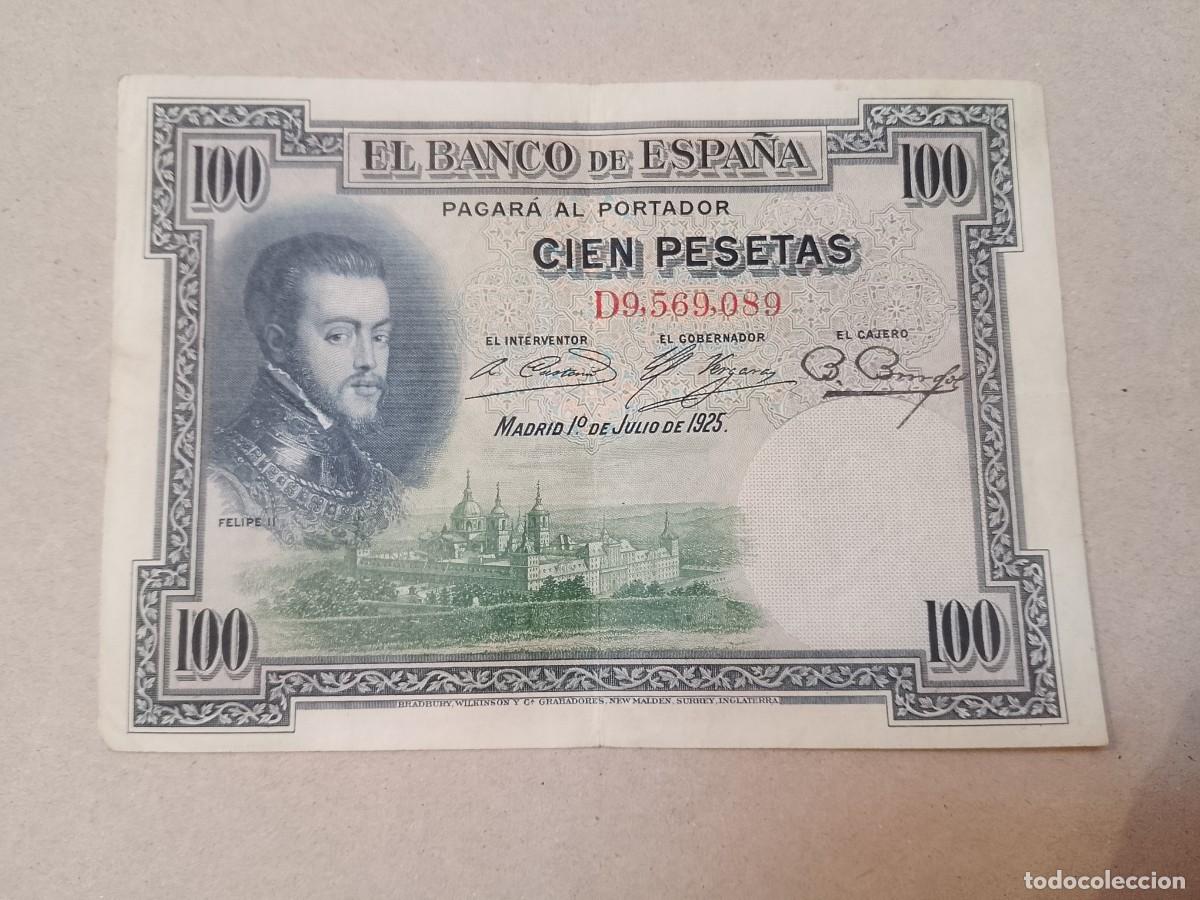 Billetes espa&ntilde;oles: 100 peseta 1925 Felipe II