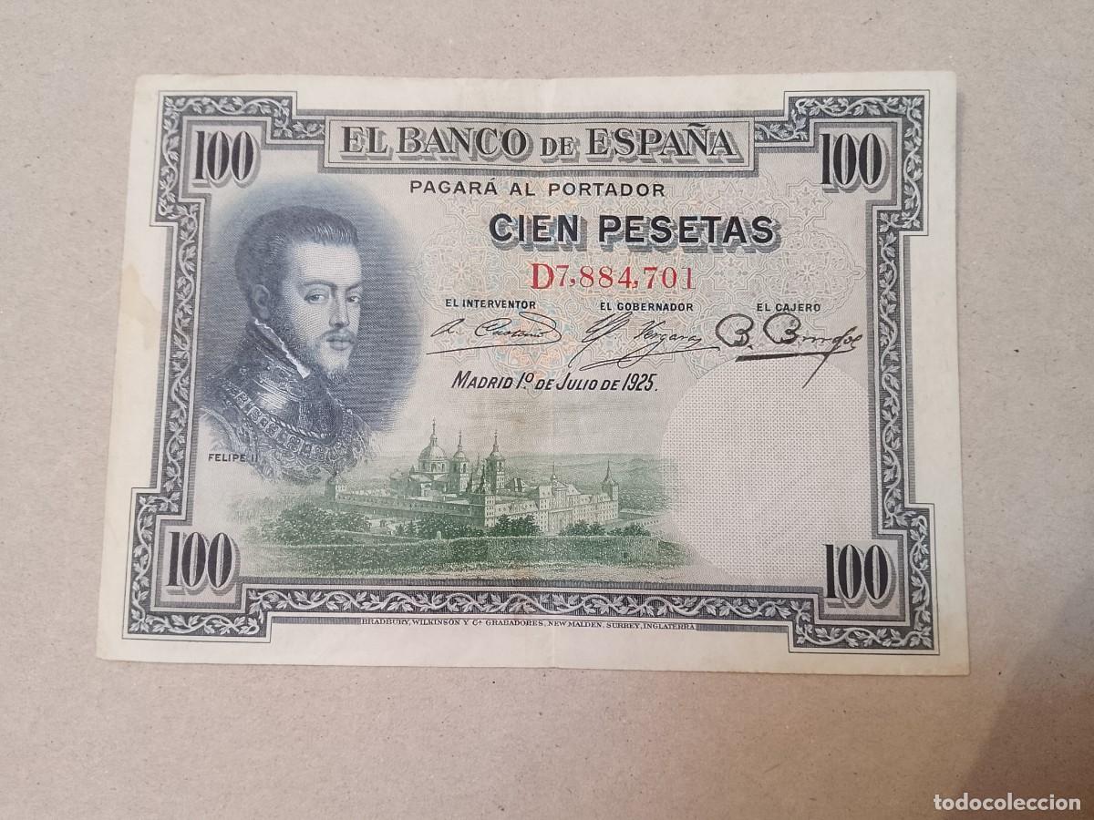 Billetes espa&ntilde;oles: 100 peseta 1925 Felipe II