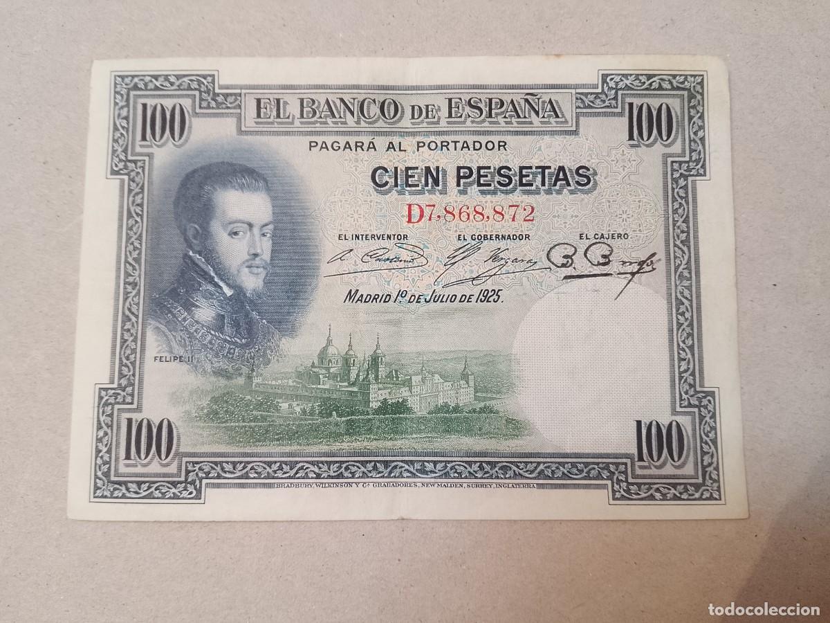 Billetes espa&ntilde;oles: 100 peseta 1925 Felipe II