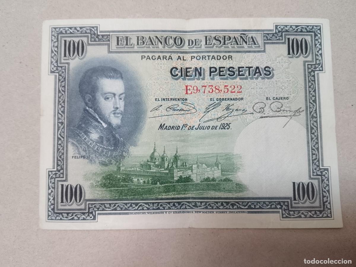 Billetes espa&ntilde;oles: 100 peseta 1925 Felipe II