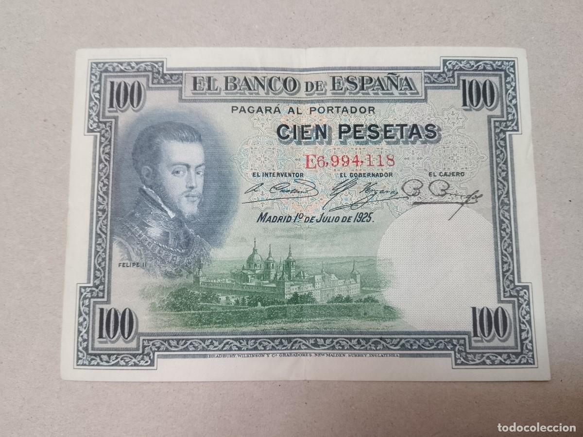 Billetes espa&ntilde;oles: 100 peseta 1925 Felipe II