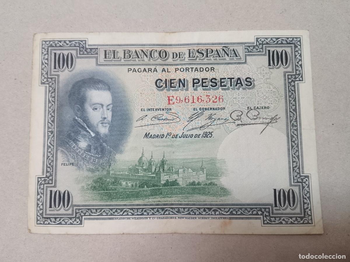 Billetes espa&ntilde;oles: 100 peseta 1925 Felipe II