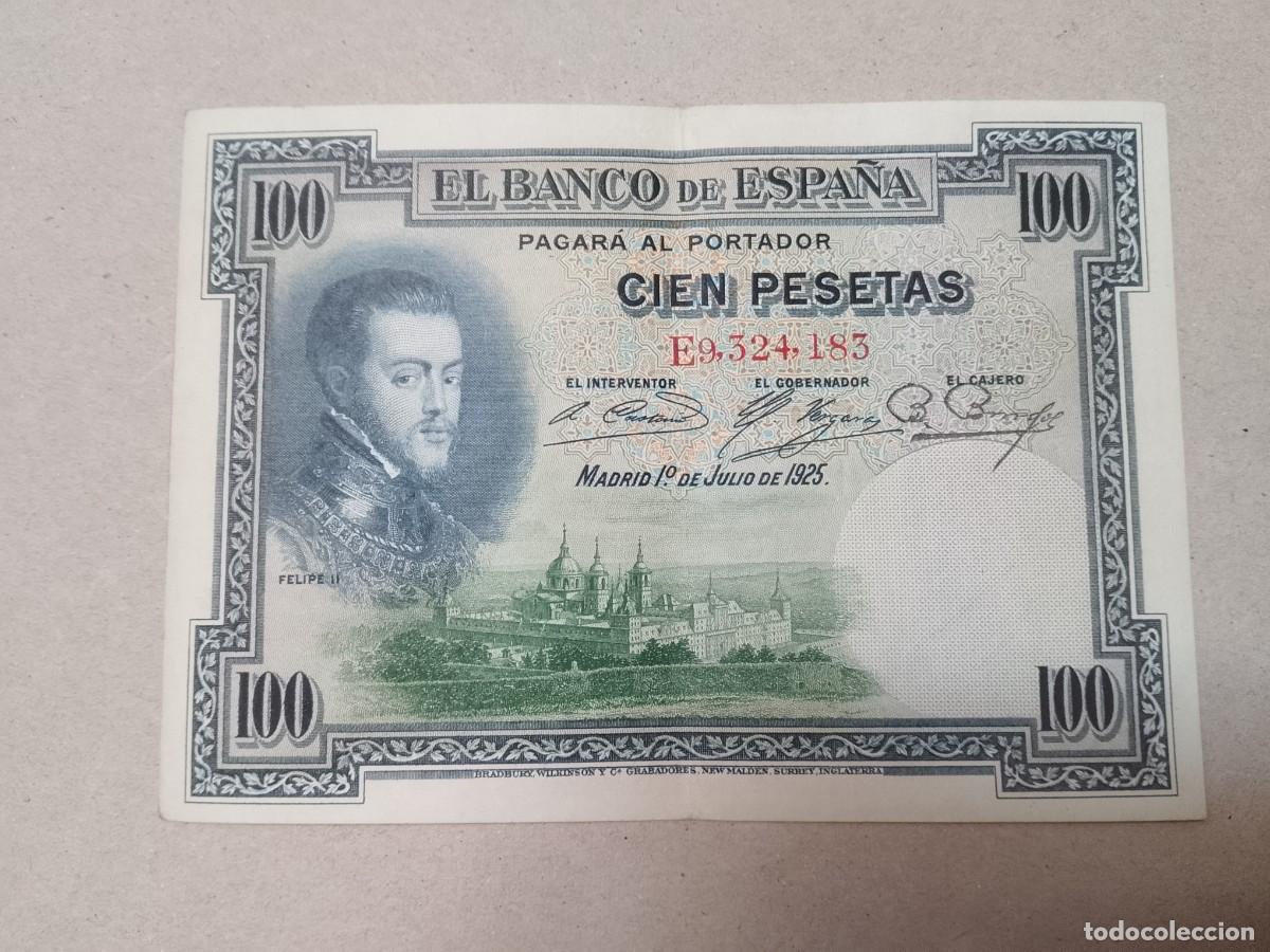Billetes espa&ntilde;oles: 100 peseta 1925 Felipe II