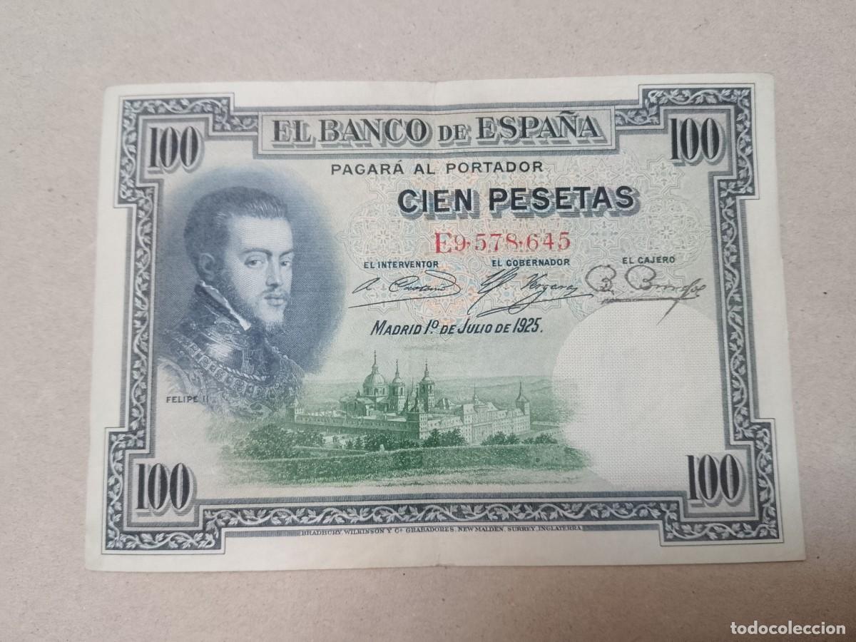 Billetes espa&ntilde;oles: 100 peseta 1925 Felipe II