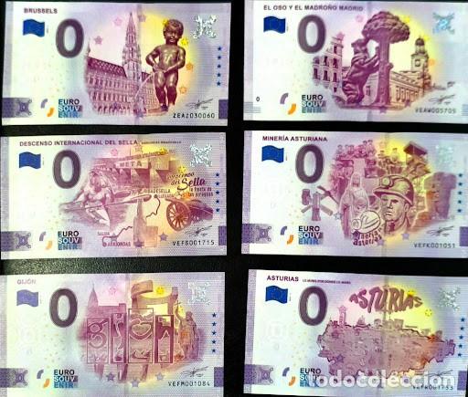 Billetes espa&ntilde;oles: Lote de 10 Billetes de 0 Euros / Souvenir (Euro Souvenir) - Tem&aacute;tica Asturias, Espa&ntilde;a y Europa