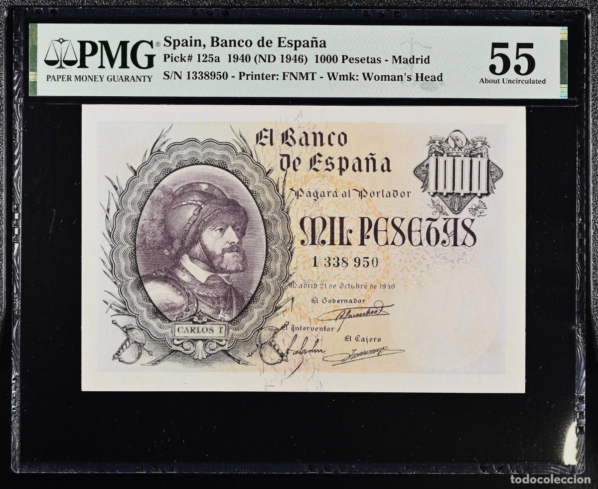 Billetes espa&ntilde;oles: ESTADO ESPA&Ntilde;OL CARLOS I PRECIOSO PMG 55 |SOLO ACEPTO PAYPAL| BILLETE 1000 PESETAS 1940 LEER DESCRIPC