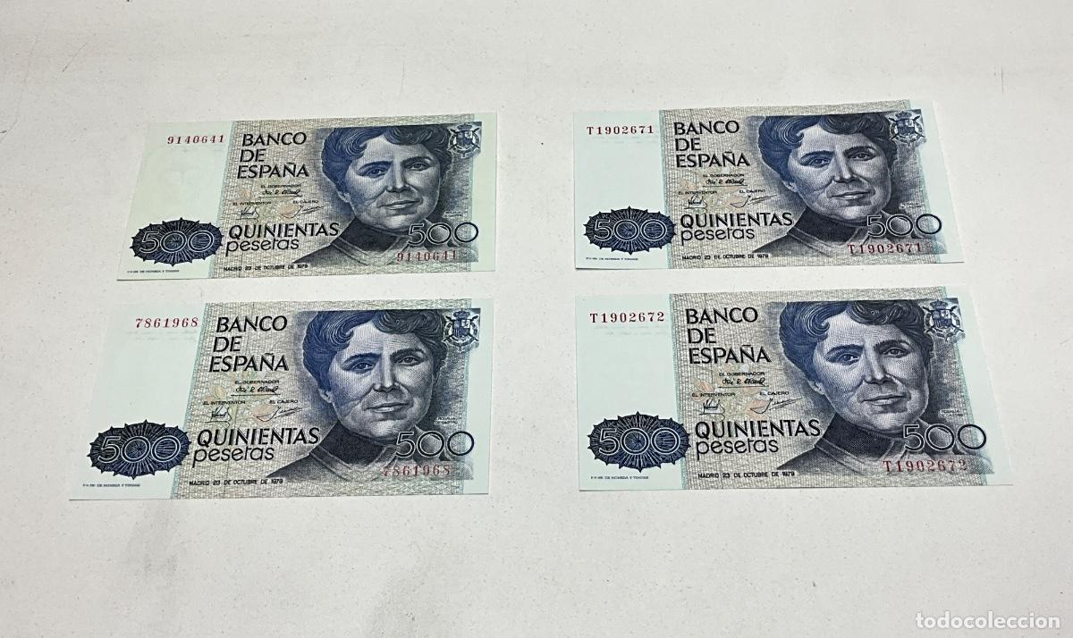 Billetes espa&ntilde;oles: LOTE DE 4 BILLETES DE 500 PESETAS - ROSAL&Iacute;A DE CASTRO - MADRID 23 OCTUBRE 1979-BILLETES 'PLANCHA