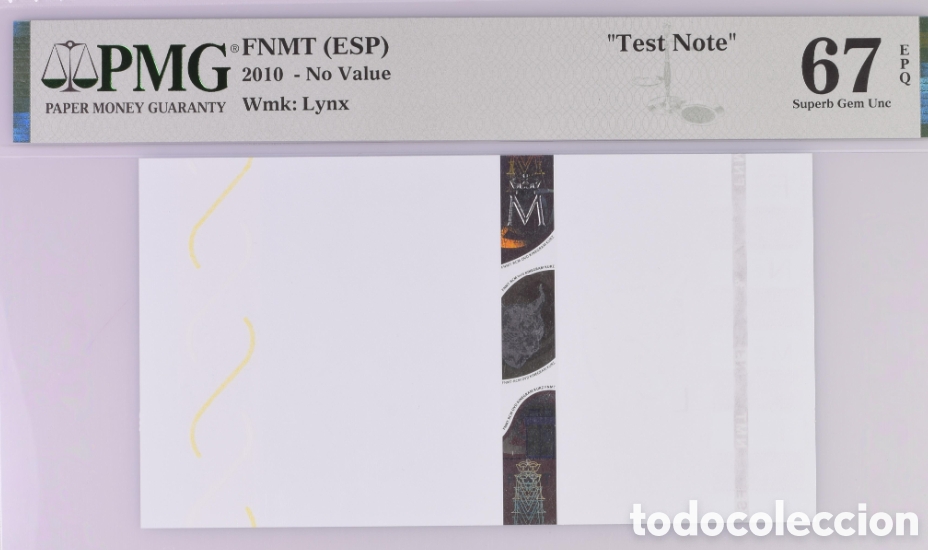 Billetes espa&ntilde;oles: Test Note LINCE IB&Eacute;RICO 2010, PMG 67 EPQ