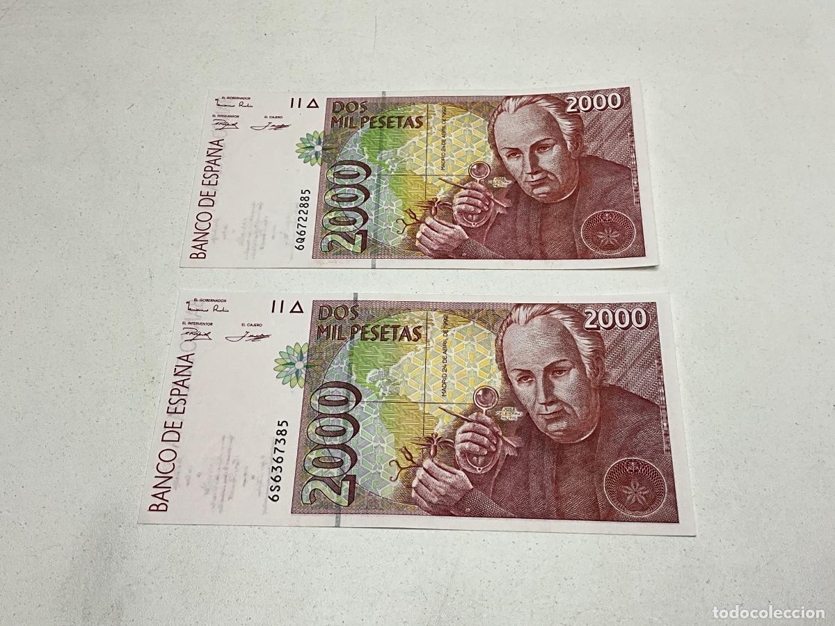 Billetes espa&ntilde;oles: LOTE DE 2 BILLETES DE 2000 PESETAS - JOS&Eacute; CELESTINO MUTIS - MADRID 24 ABRIL 1992 -BILLETES 'PLANCHA