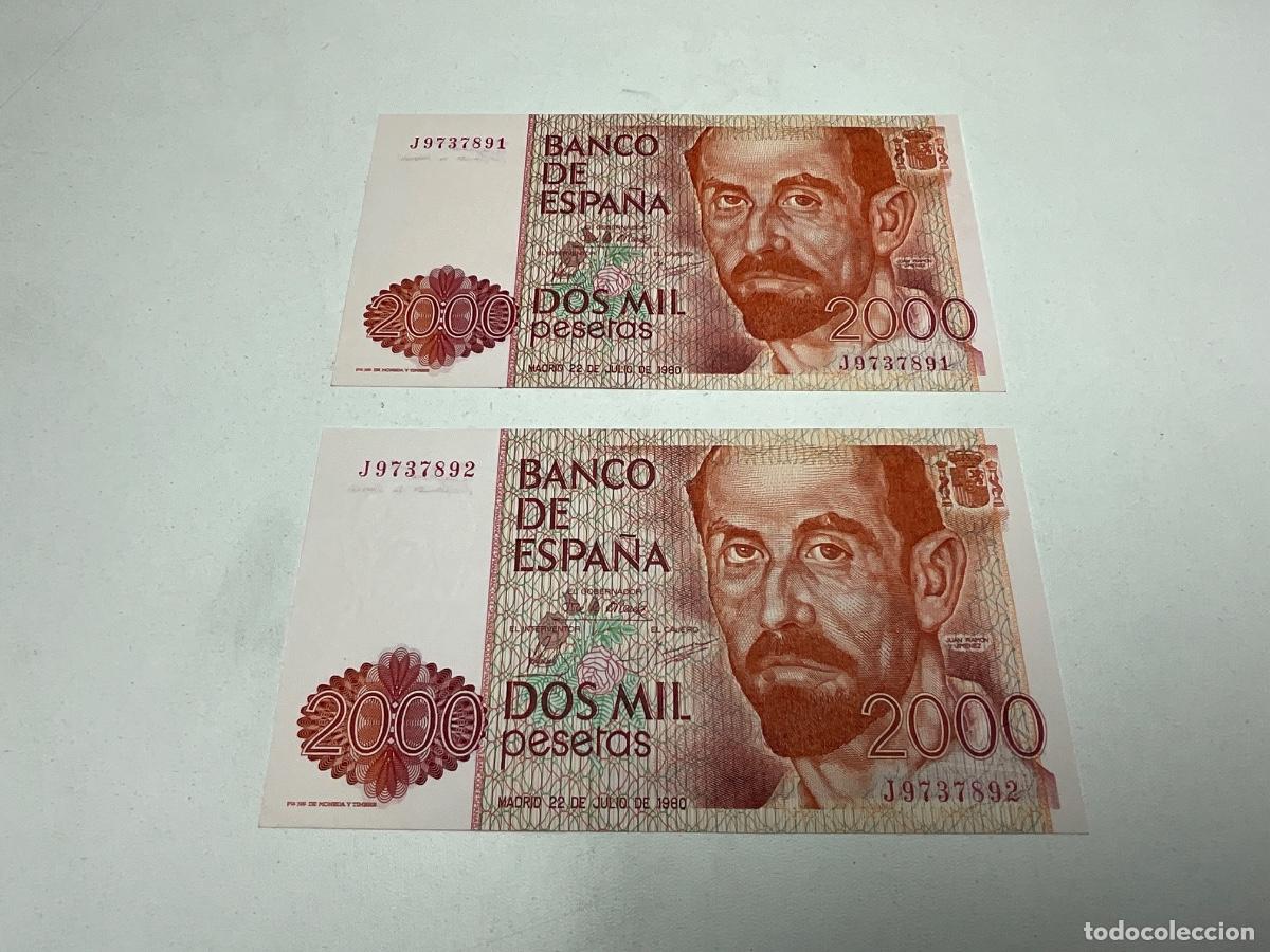 Billetes espa&ntilde;oles: LOTE DE 2 BILLETES DE 2000 PESETAS -J.R.JIMENEZ - MADRID 24 ABRIL 1992 - EN PLANCHA - CORRELATIVOS