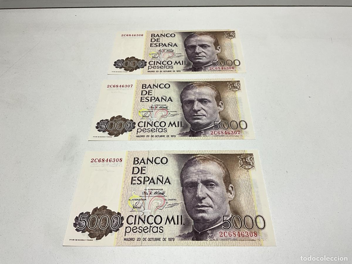 Billetes espa&ntilde;oles: LOTE DE BILLETES DE 5000 PESETAS-JUAN CARLOS I - MADRID 23 OCTUBRE 1979-EN PLANCHA-TRES CORRELATIVOS