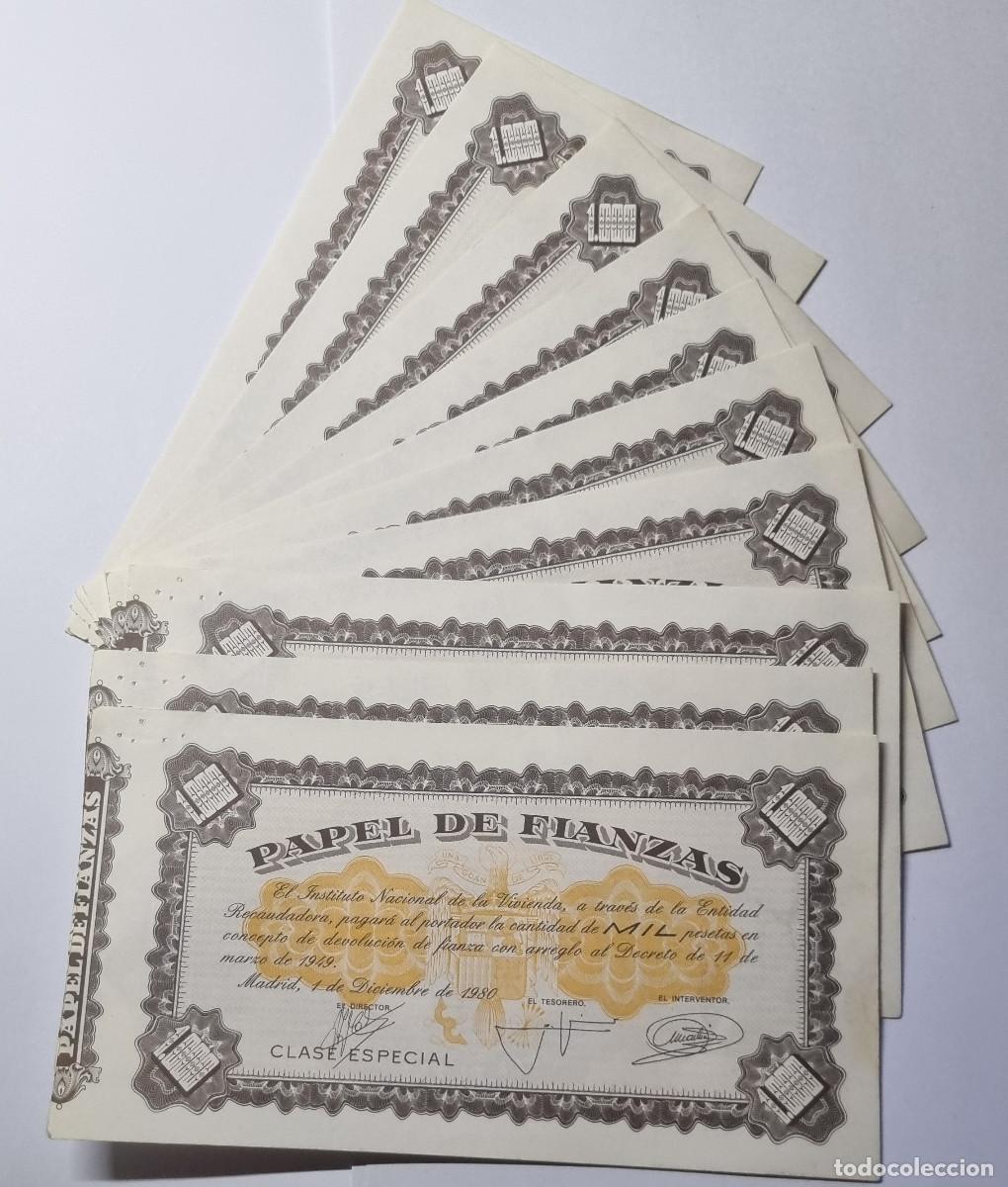 Billetes espa&ntilde;oles: 10 BILLETES PAPEL DE FIANZAS 1000 Pesetas 1949-1980 . CLASE ESPECIAL