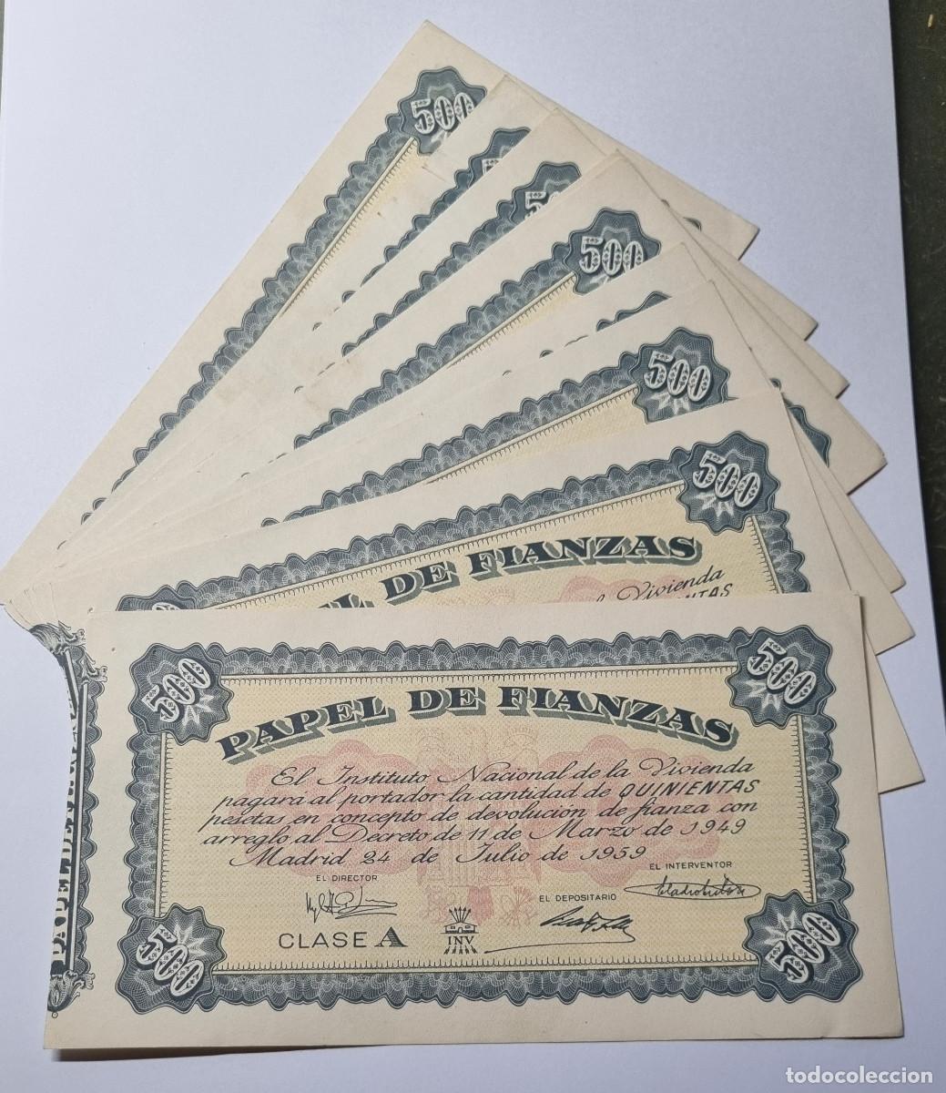 Billets espagnols: 9 BILLETES PAPEL DE FIANZAS 500 Pesetas 1949-1959 . CLASE A