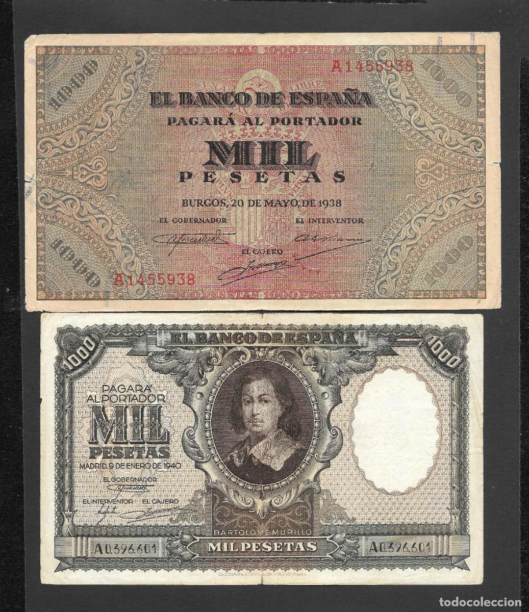 Billetes espa&ntilde;oles: 2 BILLETES 1000 PESETAS (1) 1938-(1) 1940 SERIE A MBC-