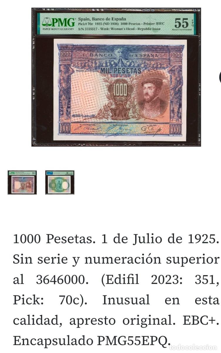 Billetes espa&ntilde;oles: 1000 PTAS DE 1925. S.S PMG55 EPQ