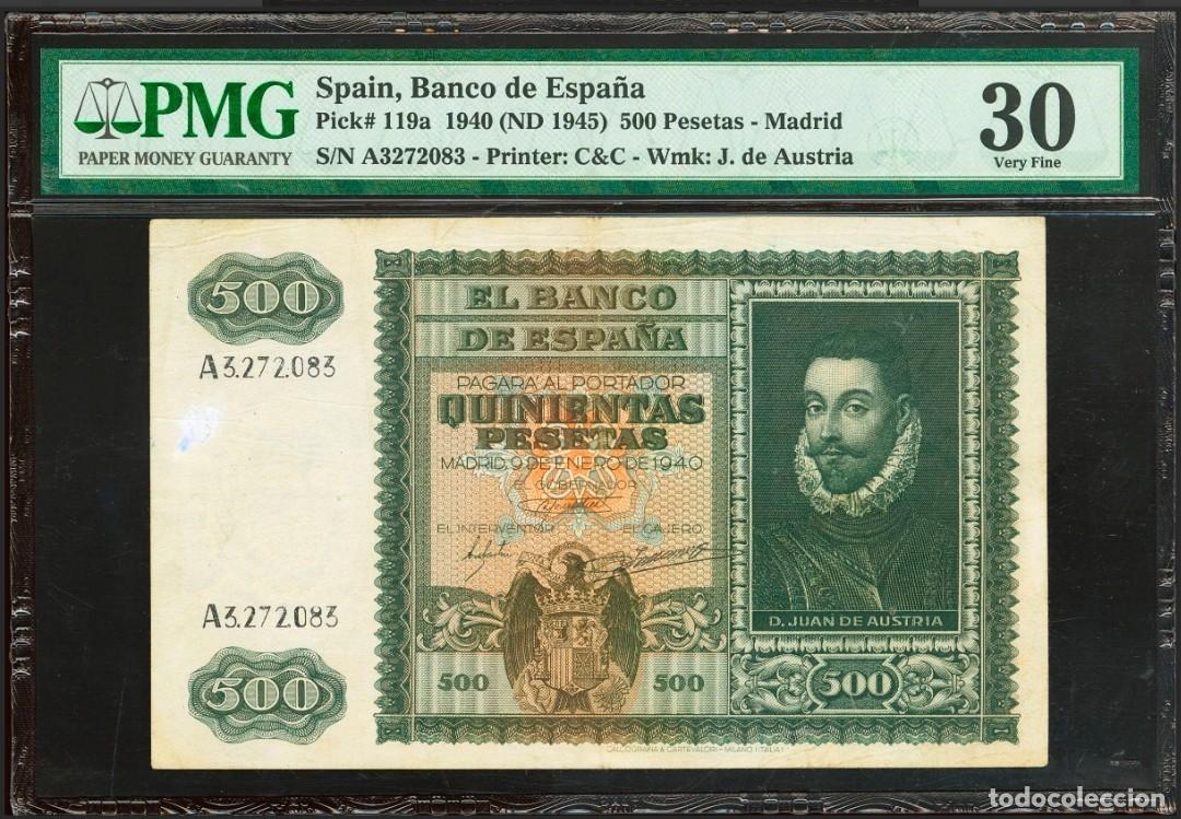 Billetes espa&ntilde;oles: 500 PTAS 1940 PMG 30