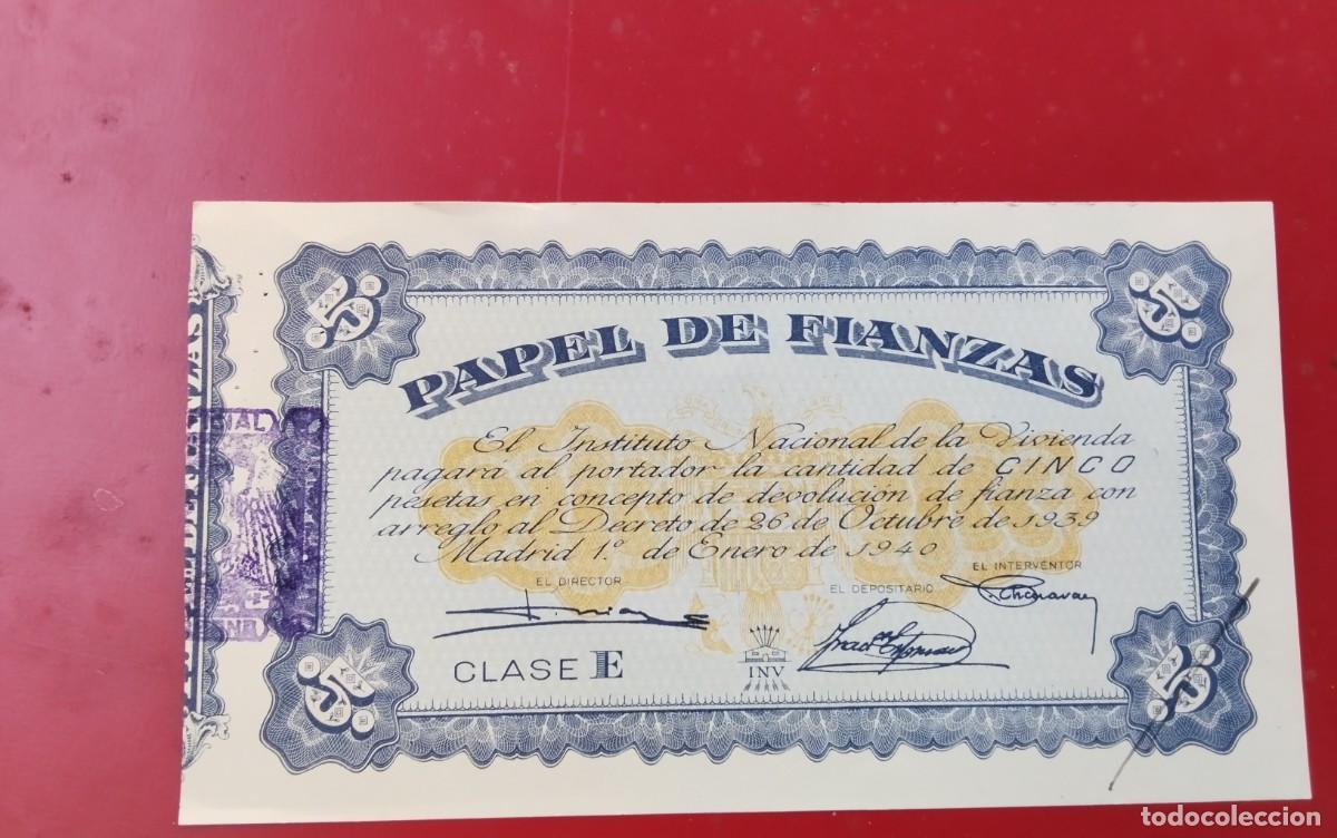 Billetes espa&ntilde;oles: BILLETE PAPEL DE FINANZAS DE 5 PTS A&Ntilde;O 1940 CON ANAGRAMA DE FALANGE , MUY BUEN ESTADO