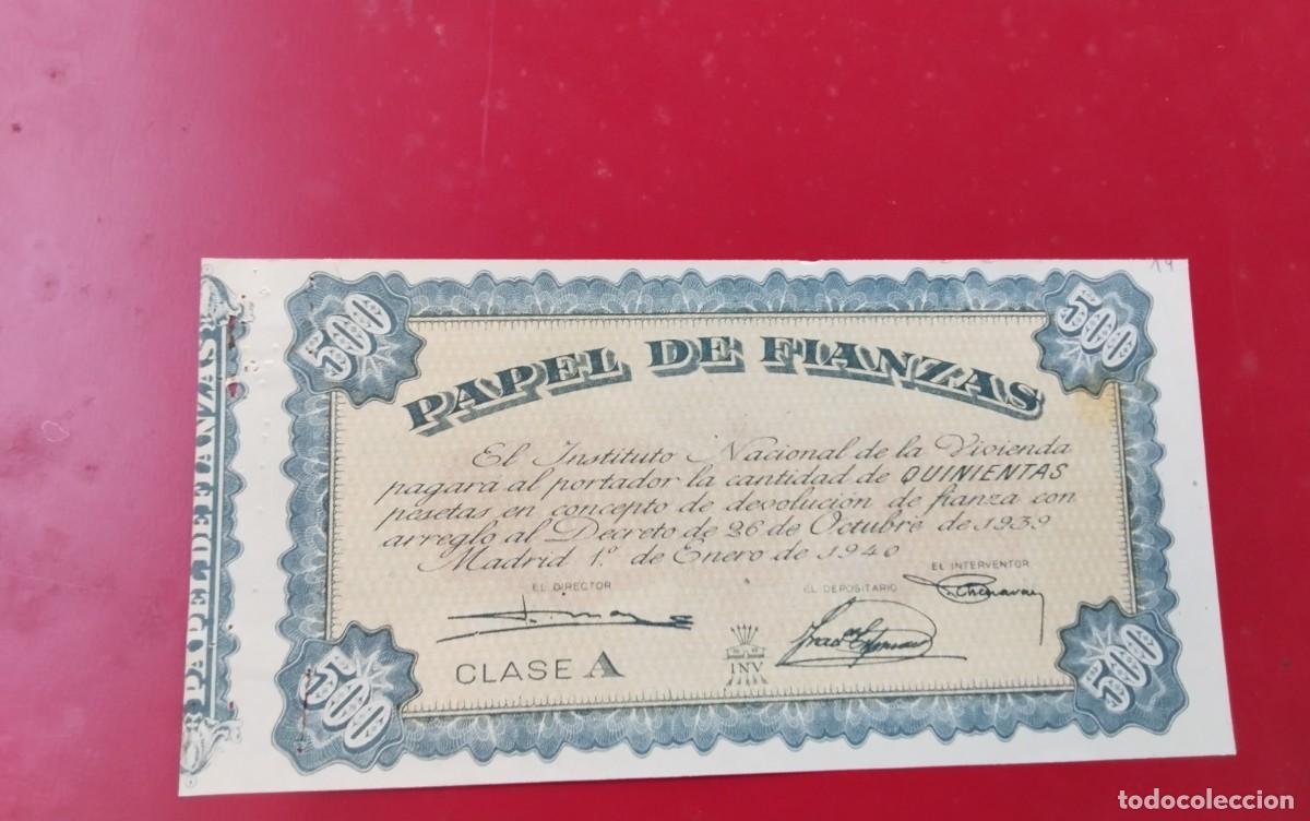 Billetes espa&ntilde;oles: BILLETE PAPEL DE FINANZAS DE 500 PTS A&Ntilde;O 1940 CON ANAGRAMA DE FALANGE , MUY BUEN ESTADO