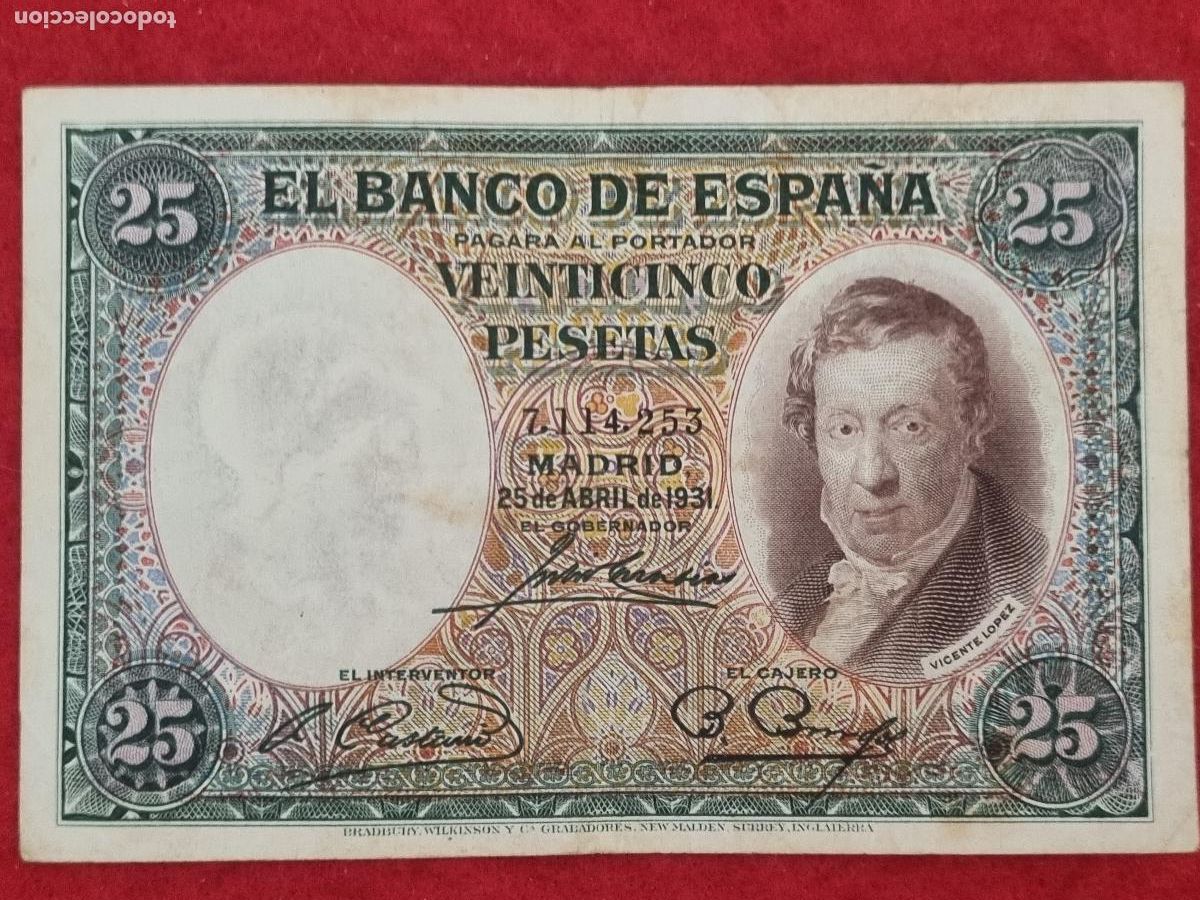 Billetes espa&ntilde;oles: BILLETE 25 PESETAS 1931 REPUBLICA SIN SERIE MBC- ORIGINAL T253