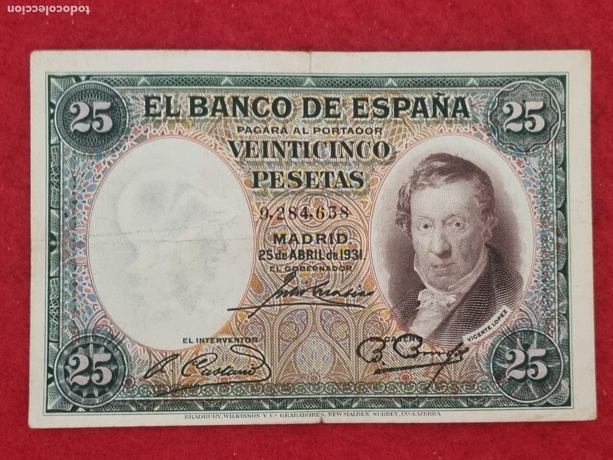 Billetes espa&ntilde;oles: BILLETE 25 PESETAS 1931 REPUBLICA SIN SERIE MBC ORIGINAL T638