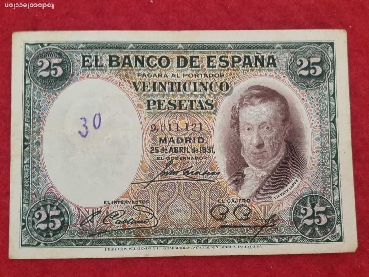 Billetes espa&ntilde;oles: BILLETE 25 PESETAS 1931 REPUBLICA SIN SERIE MBC ORIGINAL T121