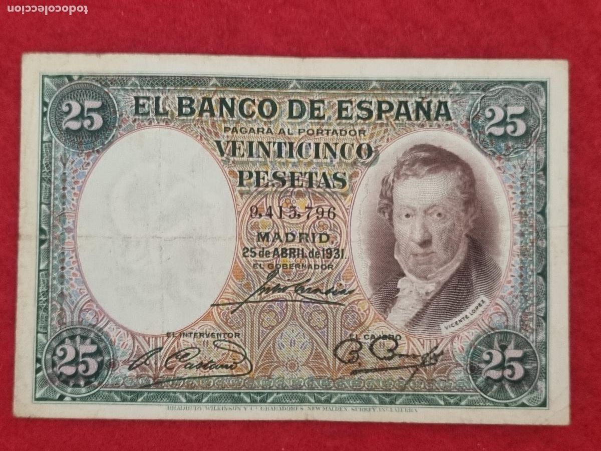 Billetes espa&ntilde;oles: BILLETE 25 PESETAS 1931 REPUBLICA SIN SERIE MBC ORIGINAL T796