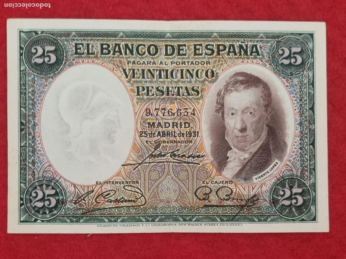 Billetes espa&ntilde;oles: BILLETE 25 PESETAS 1931 REPUBLICA SIN SERIE MBC ORIGINAL T634