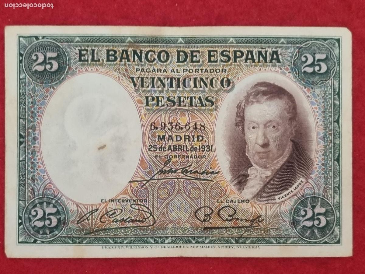 Billetes espa&ntilde;oles: BILLETE 25 PESETAS 1931 REPUBLICA SIN SERIE MBC ORIGINAL T648