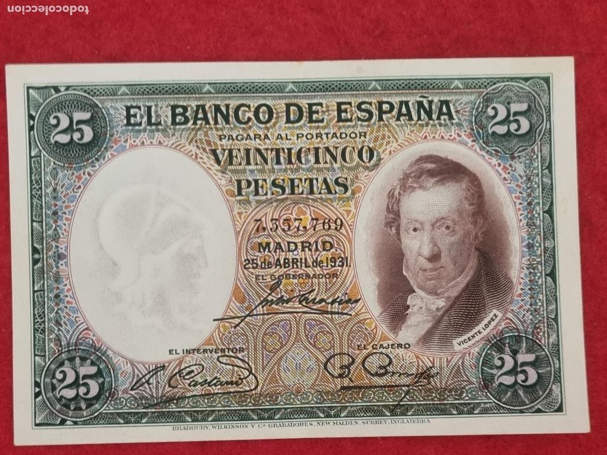 Billetes espa&ntilde;oles: BILLETE 25 PESETAS 1931 REPUBLICA SIN SERIE MBC+ ORIGINAL T769