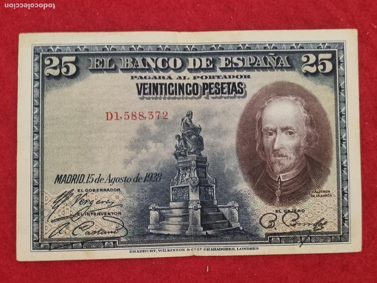 Billetes espa&ntilde;oles: BILLETE 25 PESETAS 1928 SERIE D MBC ORIGINAL T372