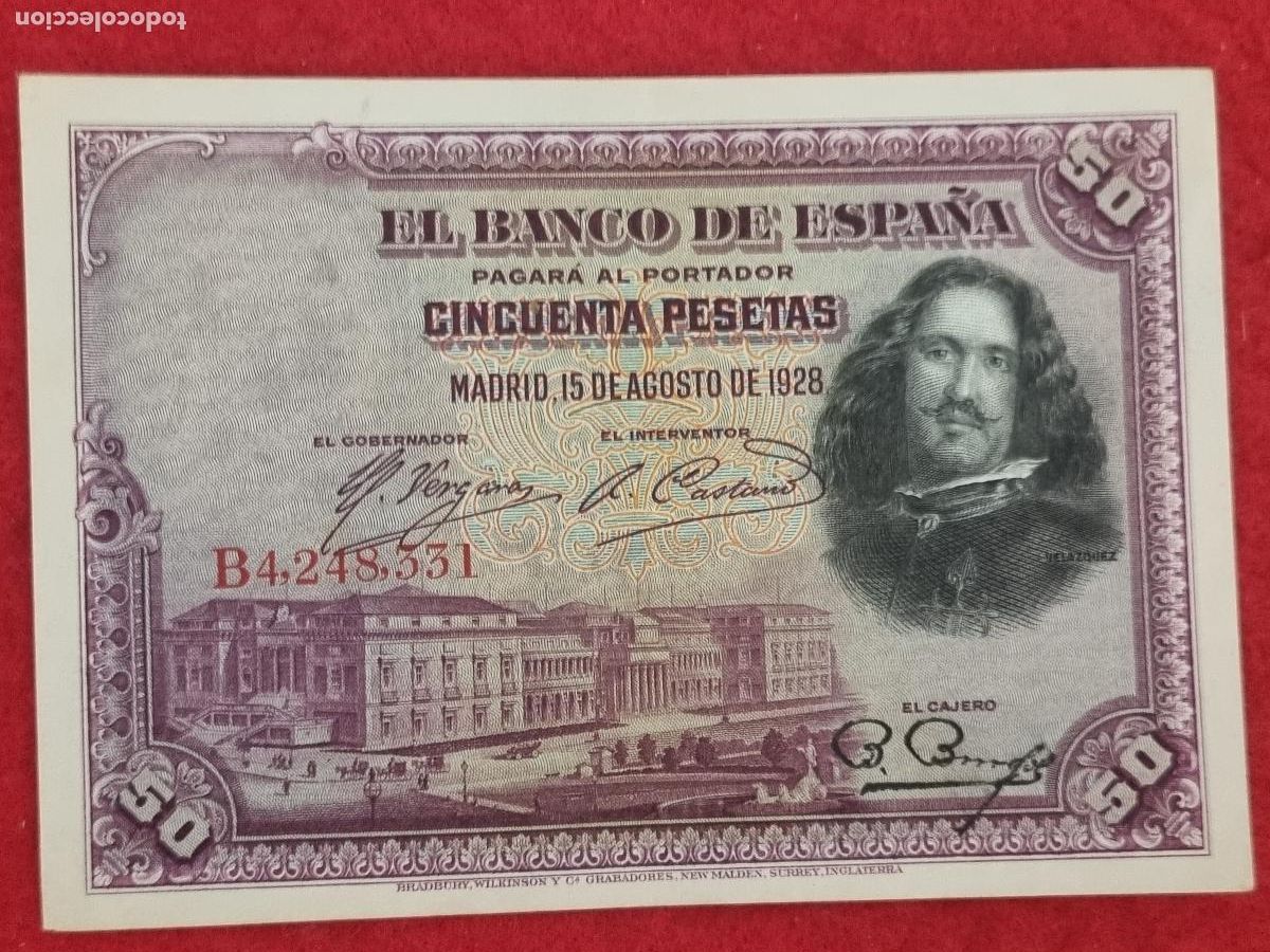 Billetes espa&ntilde;oles: BILLETE 50 PESETAS 1928 SERIE B MBC+ ORIGINAL T331