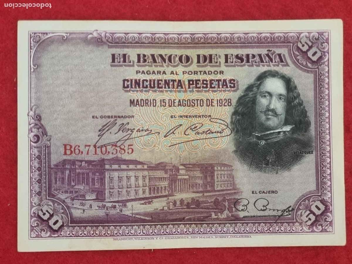 Billetes espa&ntilde;oles: BILLETE 50 PESETAS 1928 SERIE B MBC+ ORIGINAL T385