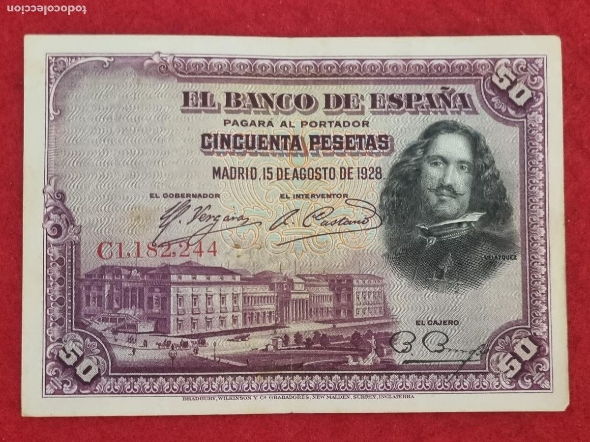 Billetes espa&ntilde;oles: BILLETE 50 PESETAS 1928 SERIE C MBC+ ORIGINAL T244
