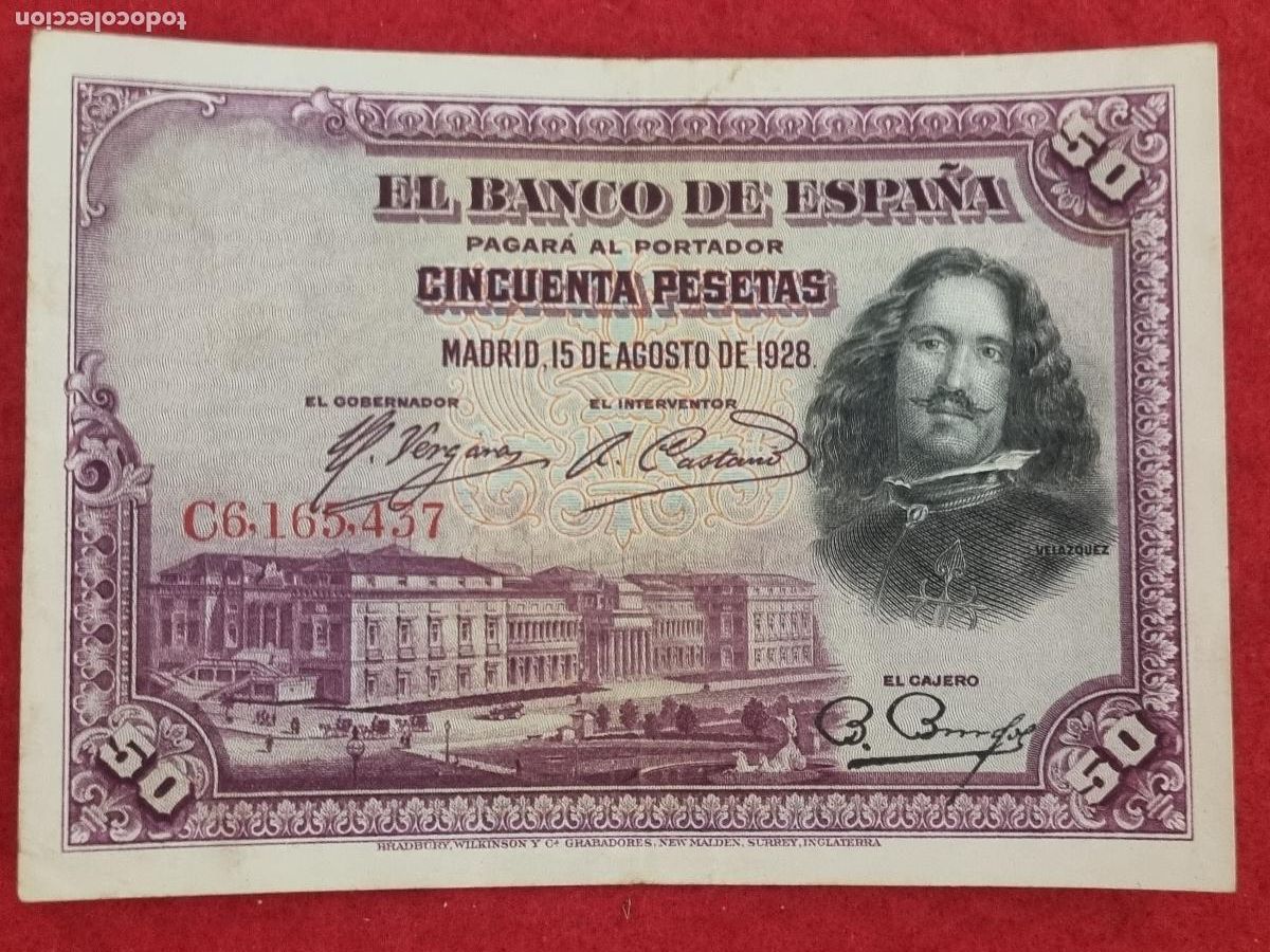 Billetes espa&ntilde;oles: BILLETE 50 PESETAS 1928 SERIE C MBC+ ORIGINAL T437